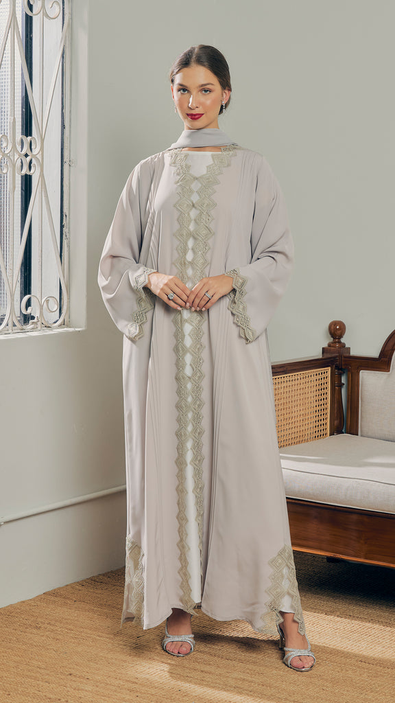 Korean Nidha Salmiya Pale Lime Cardi Abaya