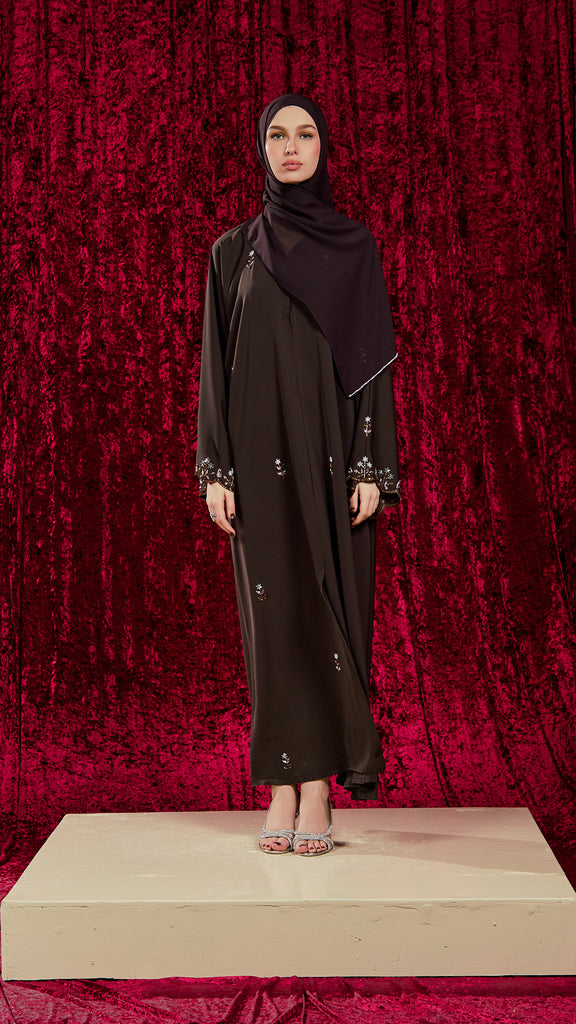 Korean Nidha Sansy Dark Brown Abaya