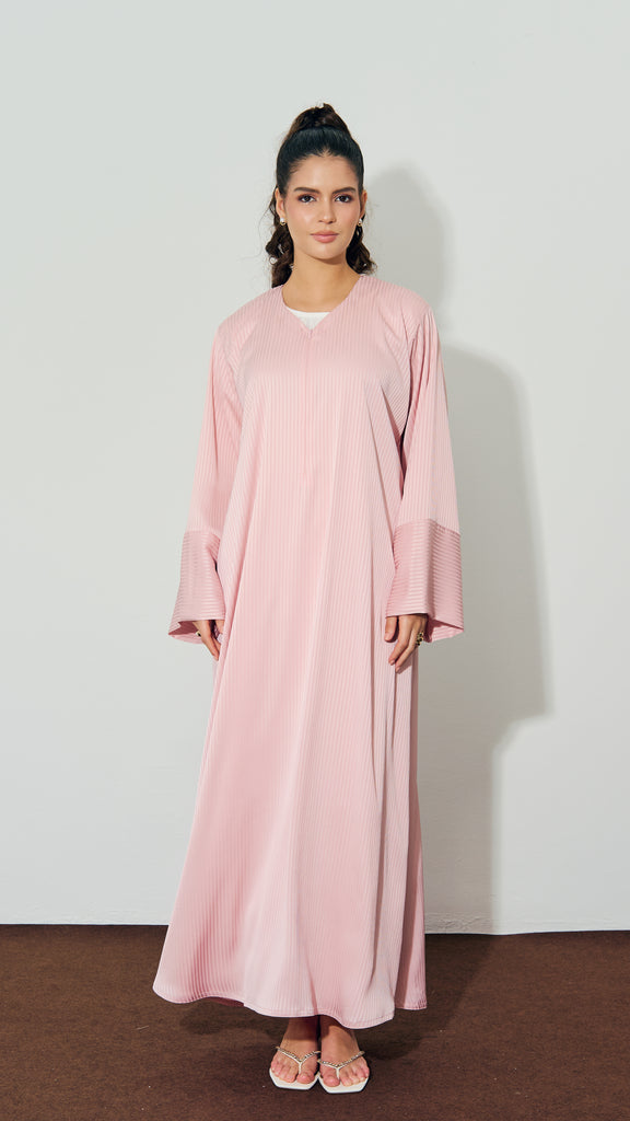 Ribbed Matte Satin Sharjah Baby Pink Dress