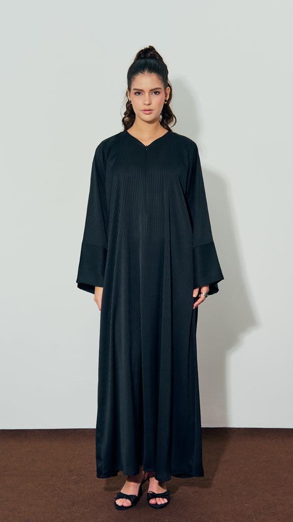 Ribbed Matte Satin Sharjah Black Dress