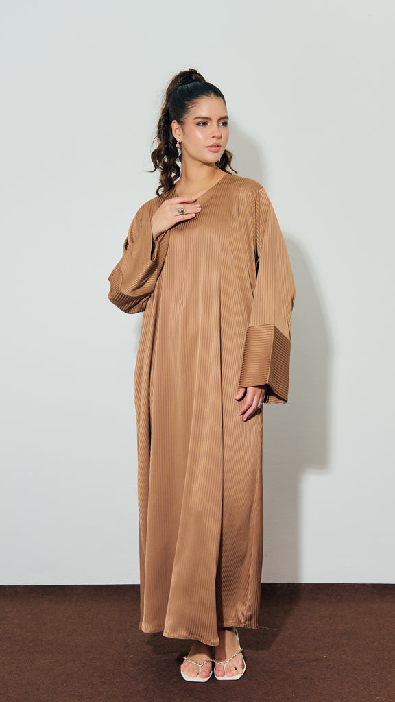 Ribbed Matte Satin Sharjah Bronze Dress