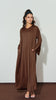 Ribbed Matte Satin Sharjah Brown Dress