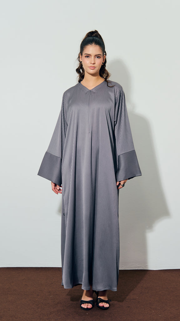 Ribbed Matte Satin Sharjah Grey Dress