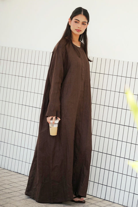 Shasha Daily Linen Dress in Rich Chocolate