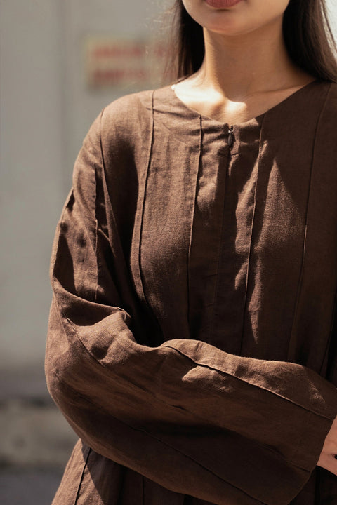Shasha Daily Linen Dress in Rich Chocolate