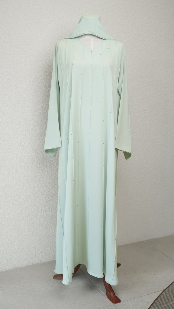 Korean Nidha Shasha Pastel Green Abaya