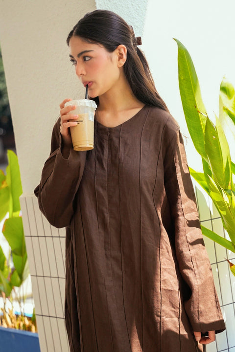 Shasha Daily Linen Dress in Rich Chocolate