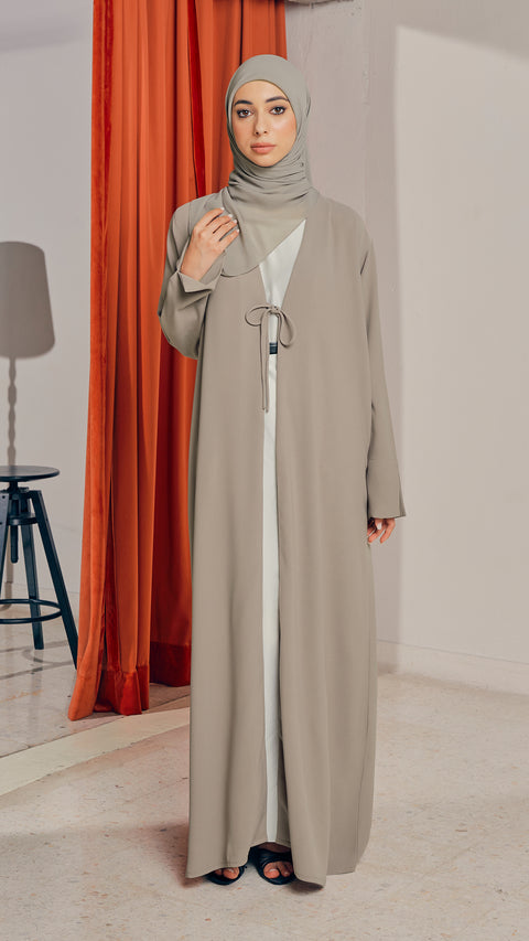 Shouf Taupe Cardigan Abaya