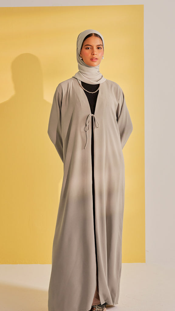 Rosed Crepe Shouf Taupe Cardigan Abaya