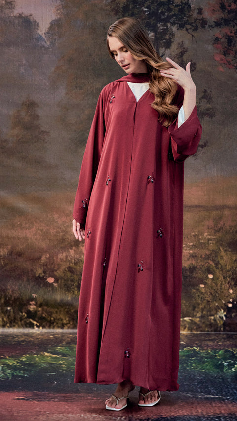 Sinai Wine Burgundy Abaya