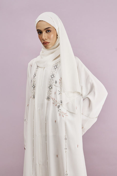 Tabeer Korean Nidha Abaya in Pearl