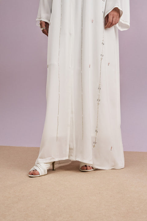 Tabeer Korean Nidha Abaya in Pearl
