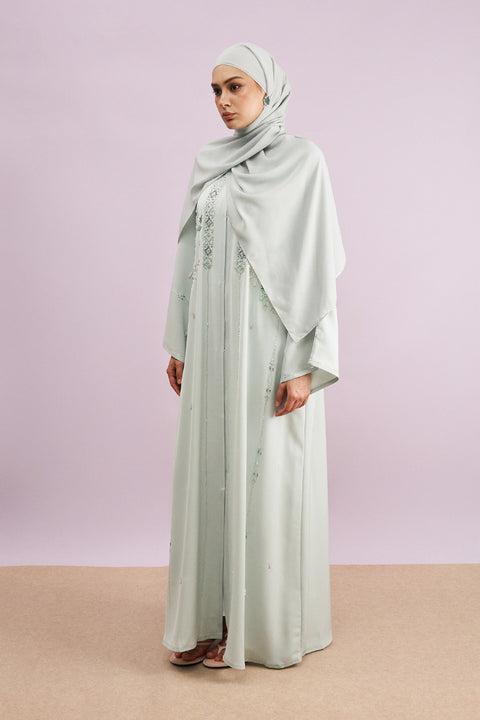Tabeer Korean Nidha Abaya in Rustic Sage