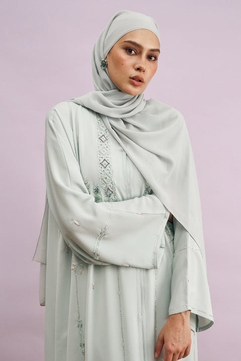 Tabeer Korean Nidha Abaya in Rustic Sage