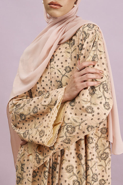 Taleen Tulle Lace Abaya in Sherbet