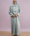 Tania Hand-Beaded Linen Abaya in Boticelli Blue