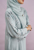Tania Hand-Beaded Linen Abaya in Boticelli Blue