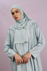 Tania Hand-Beaded Linen Abaya in Boticelli Blue