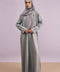 Tania Hand-Beaded Linen Abaya in Cloud