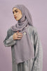 Tania Hand-Beaded Linen Abaya in Cloud