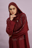 Tania Hand-Beaded Linen Abaya in Cherrywood