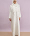 Tania Hand-Beaded Linen Abaya in Pearl