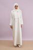 Tania Hand-Beaded Linen Abaya in Pearl