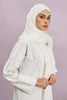 Tania Hand-Beaded Linen Abaya in Pearl