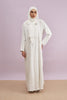 Tania Hand-Beaded Linen Abaya in Pearl