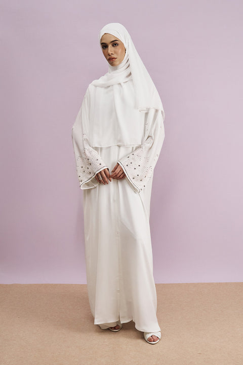 Tarmin Korean Nidha Abaya in Pearl