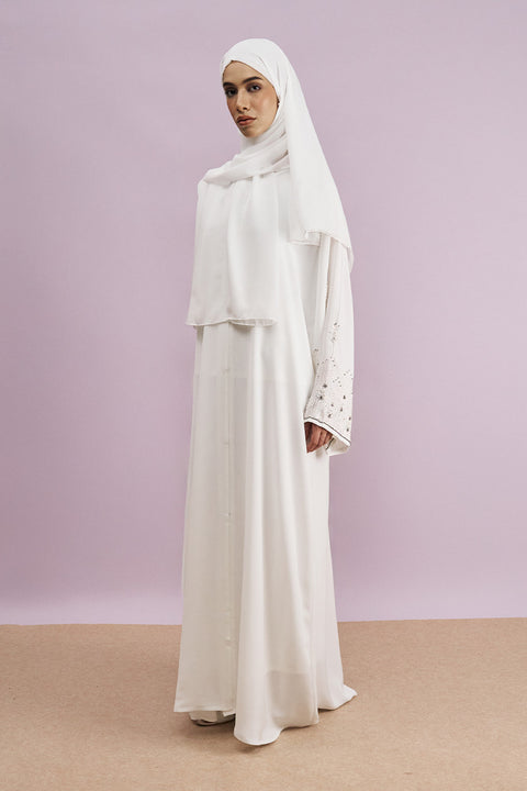 Tarmin Korean Nidha Abaya in Pearl