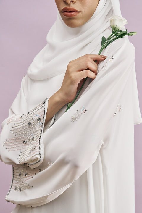 Tarmin Korean Nidha Abaya in Pearl