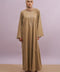 Tashkent Hand-Beaded Linen Abaya in Heather