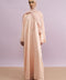 Tashkent Hand-Beaded Linen Abaya in Russet Peach