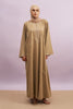 Tashkent Hand-Beaded Linen Abaya in Heather