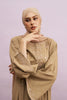 Tashkent Hand-Beaded Linen Abaya in Heather