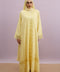 Tirana 2-Piece Linen Lace Abaya Set in Butter Yellow