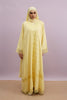 Tirana 2-Piece Linen Lace Abaya Set in Butter Yellow
