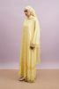 Tirana 2-Piece Linen Lace Abaya Set in Butter Yellow