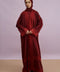 Tirana 2-Piece Linen Lace Abaya Set in Cherrywood