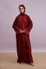 Tirana 2-Piece Linen Lace Abaya Set in Cherrywood