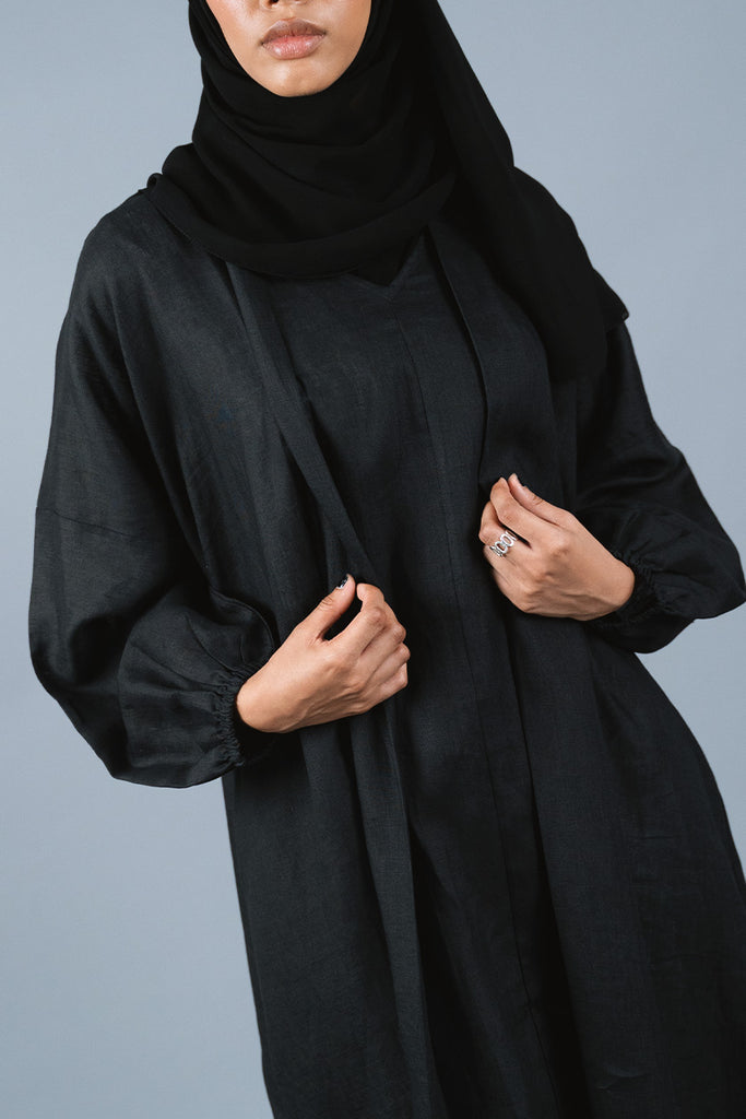 Pure Linen Tabriz Black Dress