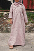 Pure Linen Tafila Embroidered Kids Dress in Dusty Pink