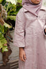 Pure Linen Tafila Embroidered Kids Dress in Dusty Pink