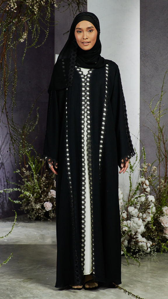 Korean Nidha Thalia Obsidian Black Abaya