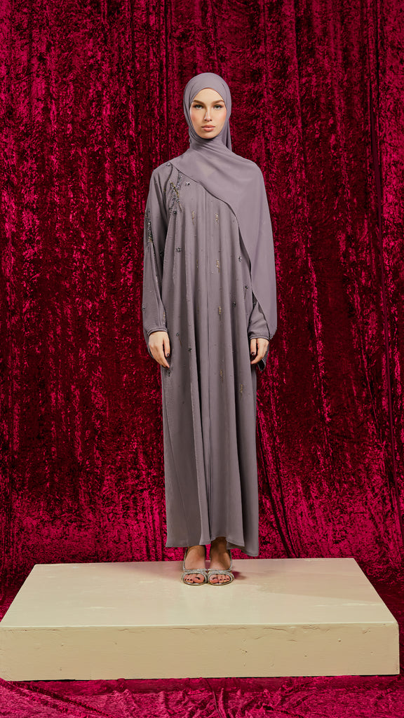 Korean Zoom Van Dusty Woodrose Abaya