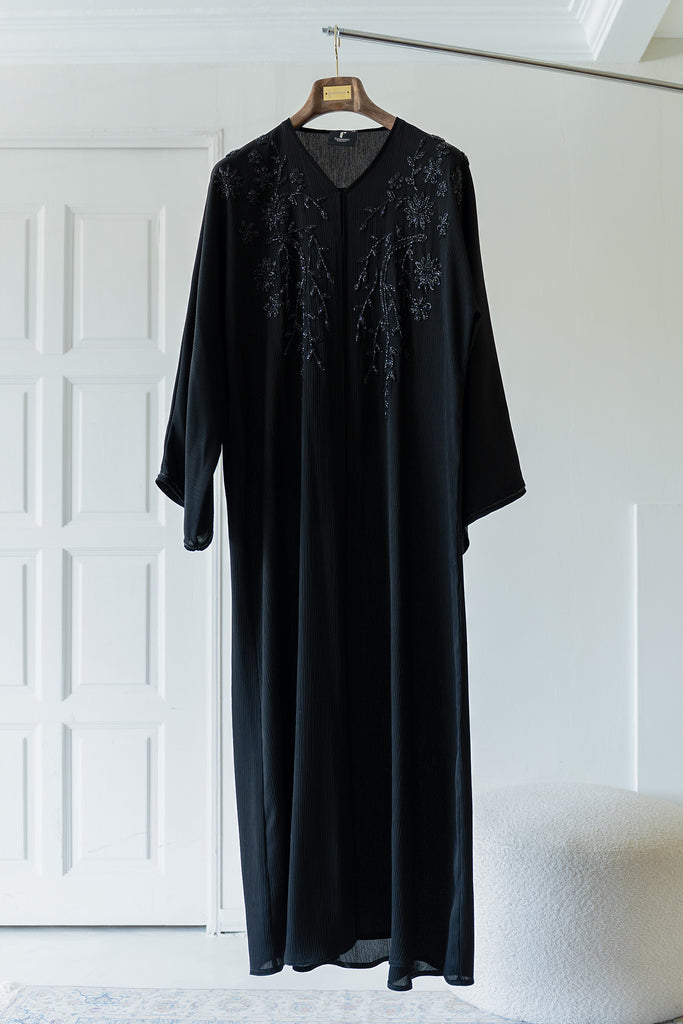 Korean Zoom Wafra Black Abaya