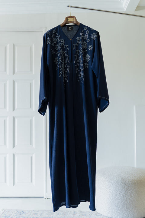 Wafra Dark Blue Abaya