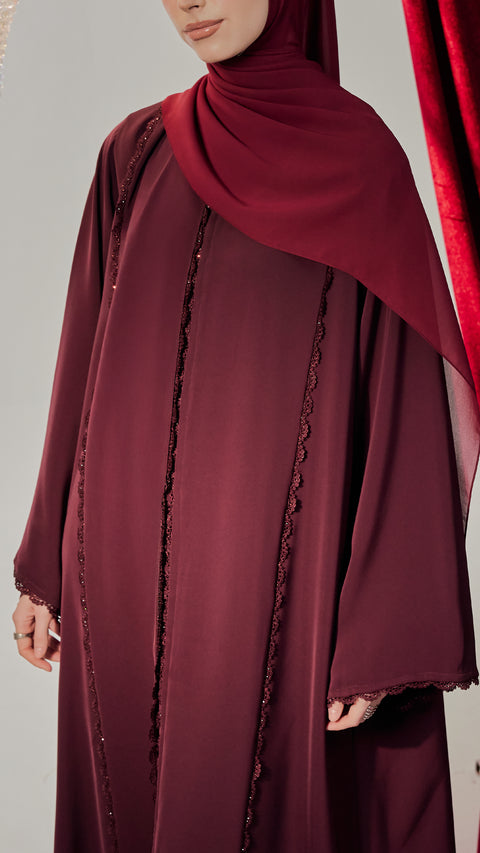 Waha Burgundy Abaya