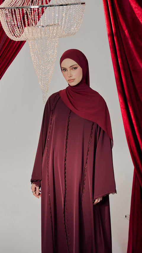 Waha Burgundy Abaya